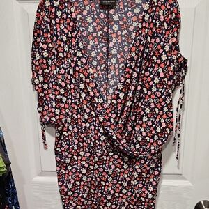 Lane Bryant Navy Floral Blouse